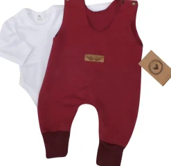 2 cz komplet body + spodnie na szelkach bordowy 50 ostatnie sztuki