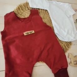 2 cz komplet body + spodnie na szelkach bordowy 50 ostatnie sztuki