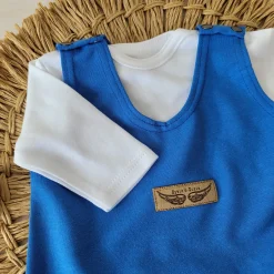 2 cz komplet body + spodnie na szelkach niebieski ostatnie sztuki 50
