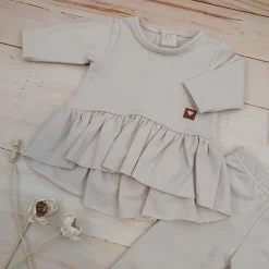 3cz KOMPLET dresowy tunika + legginsy + opaska 56-86 alabaster beige