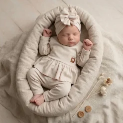 3cz KOMPLET dresowy tunika + legginsy + opaska 56-86 alabaster beige