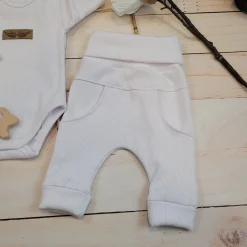 2 cz komplet prążkowany body+spodnie 56-86 biały