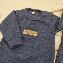 2 cz komplet prążkowany body+spodnie 56-86 jeans