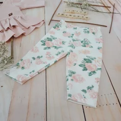 2 cz KOMPLET tunika + legginsy dresowe 56-86 brudny róż +kwiaty