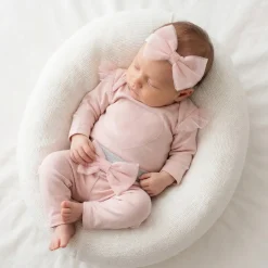 3cz komplet z tiulem Body+spodnie+opaska 56-86 różowy