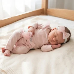3cz komplet z tiulem Body+spodnie+opaska 56-86 różowy