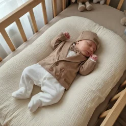 3 cz nowoczesny garniturek do chrztu, komplet z pajacykiem elegancki 50-68 caffe mokka