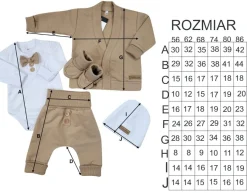 5-cz nowoczesny garniturek do chrztu , komplet elegancki 56-86 caffe mokka