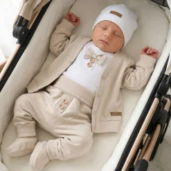 5-cz nowoczesny garniturek do chrztu , komplet elegancki 56-86 alabaster beige beżowy