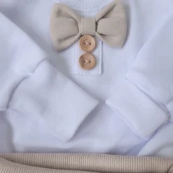 5-cz nowoczesny garniturek do chrztu , komplet elegancki 56-86 alabaster beige beżowy