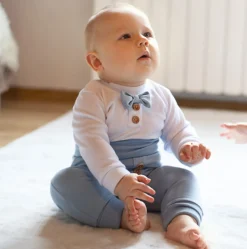 5-cz nowoczesny garniturek do chrztu , komplet elegancki 56-86 baby blue