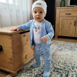 5-cz nowoczesny garniturek do chrztu , komplet elegancki 56-86 baby blue