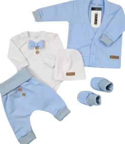 5-cz nowoczesny garniturek do chrztu , komplet elegancki 56-86 baby blue