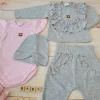 4cz zestaw komplet body+spodnie+czapka+ bluzeczka szary ostatnie sztuki 56