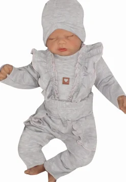 4cz zestaw komplet body+spodnie+czapka+ bluzeczka szary ostatnie sztuki 56