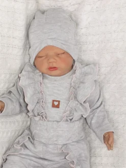 4cz zestaw komplet body+spodnie+czapka+ bluzeczka szary ostatnie sztuki 56