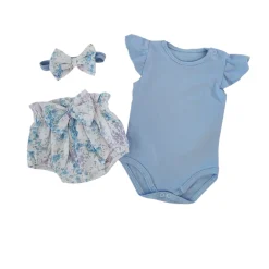 3cz zestaw komplet lato body+bloomersy+opaska błękit ostatnie sztuki 56, 68, 68
