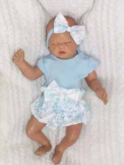 3cz zestaw komplet lato body+bloomersy+opaska błękit ostatnie sztuki 56, 68, 68
