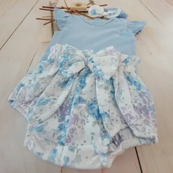 3cz zestaw komplet lato body+bloomersy+opaska błękit ostatnie sztuki 56, 68, 68