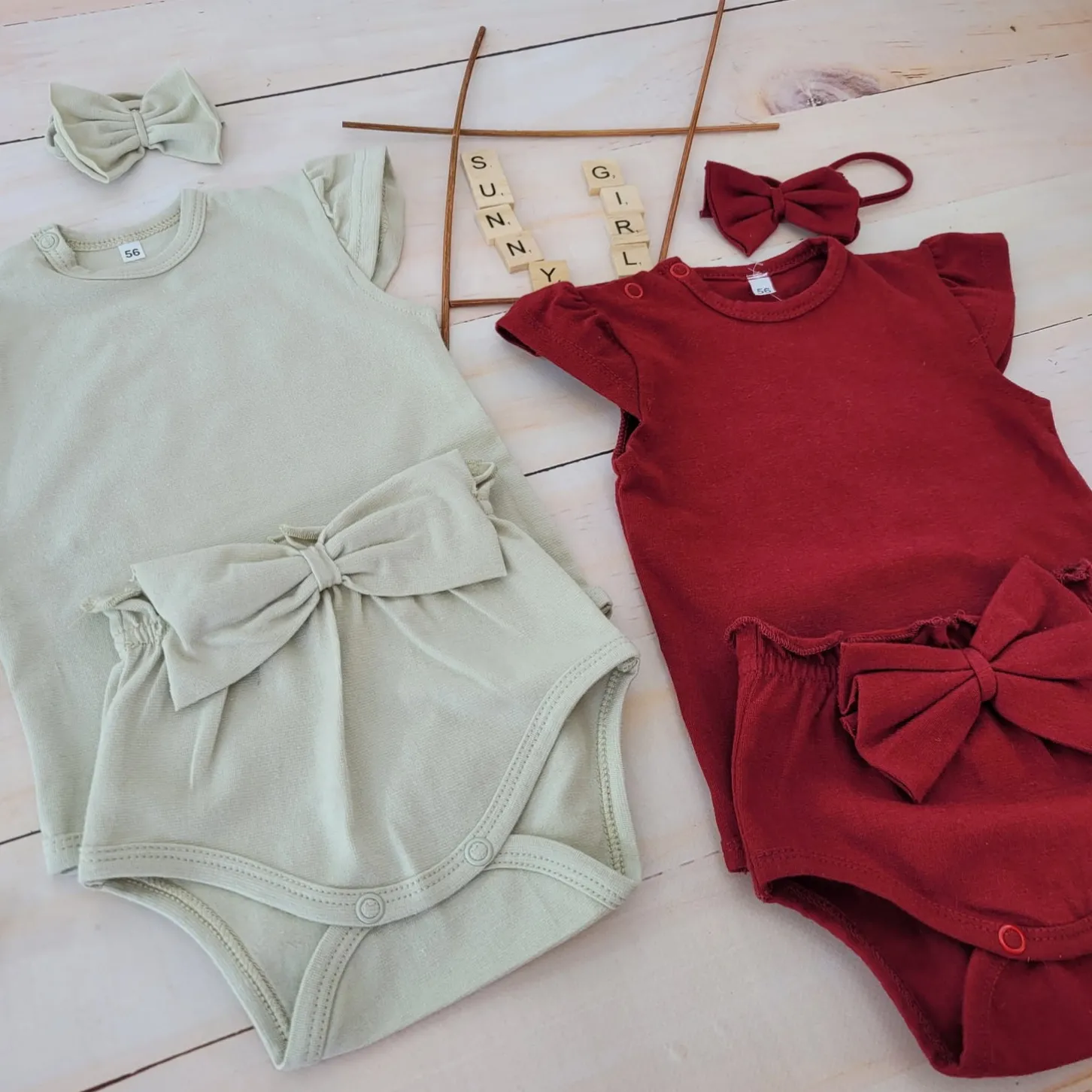3cz zestaw komplet lato body+bloomersy+opaska z kokardą 56-86 oliwkowy