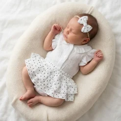 3 cz zestaw komplet lato body+bloomersy ze spódniczką +opaska 56-86 white