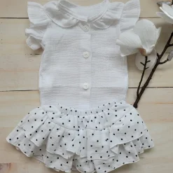 3 cz zestaw komplet lato body+bloomersy ze spódniczką +opaska 56-86 white