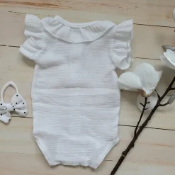 3 cz zestaw komplet lato body+bloomersy ze spódniczką +opaska 56-86 white