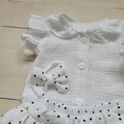 3 cz zestaw komplet lato body+bloomersy ze spódniczką +opaska 56-86 white