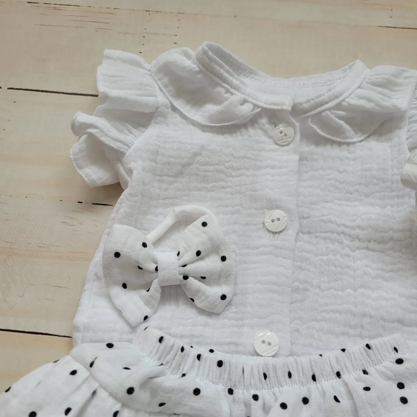 3 cz zestaw komplet lato body+bloomersy ze spódniczką +opaska 56-86 white