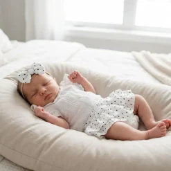 3 cz zestaw komplet lato body+bloomersy ze spódniczką +opaska 56-86 white