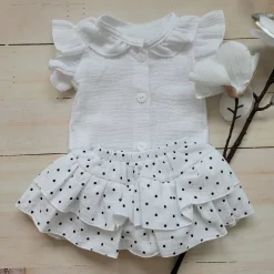 3 cz zestaw komplet lato body+bloomersy ze spódniczką +opaska 56-86 white