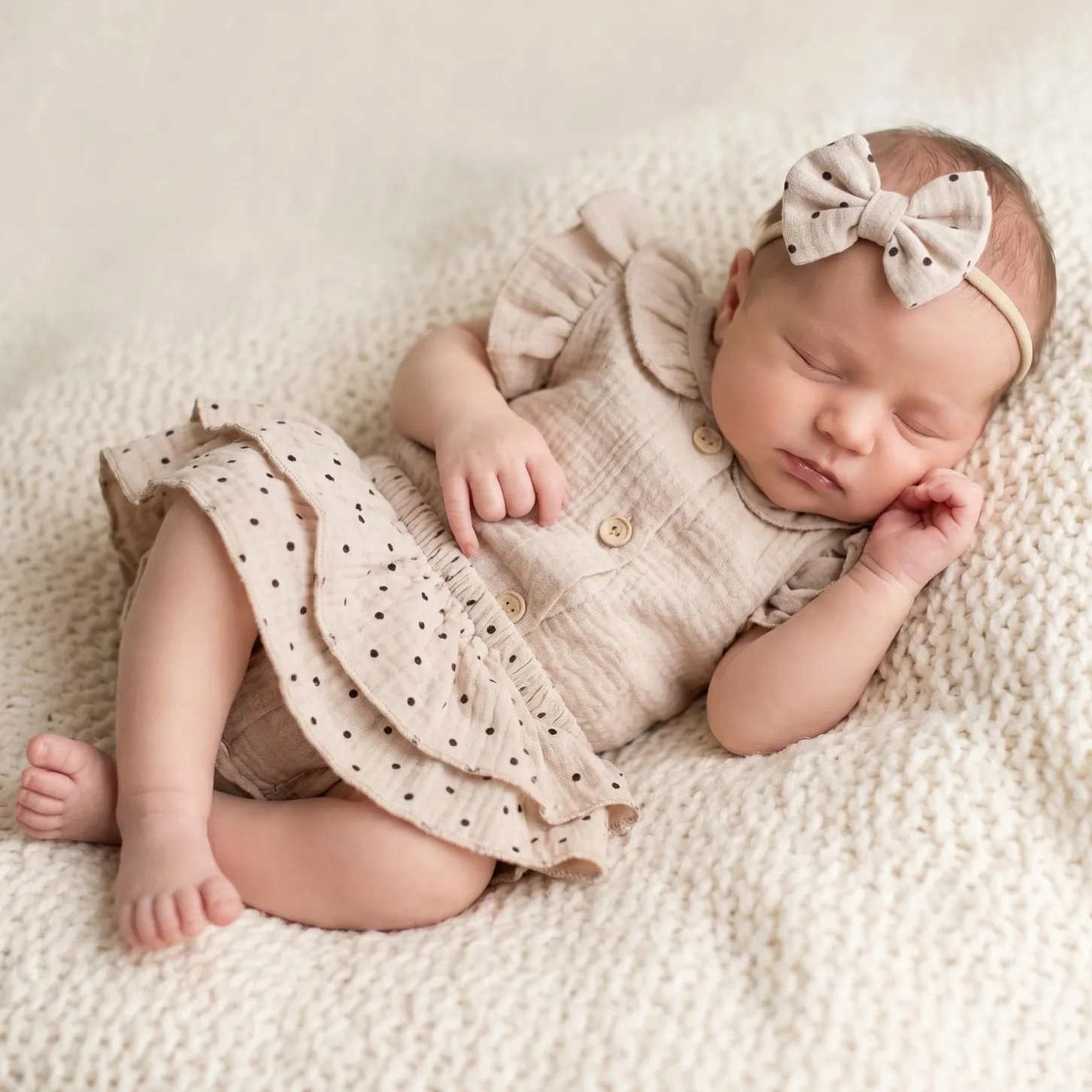3 cz zestaw komplet lato body+bloomersy ze spódniczką +opaska cloud beige