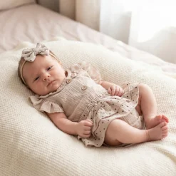 3 cz zestaw komplet lato body+bloomersy ze spódniczką +opaska cloud beige