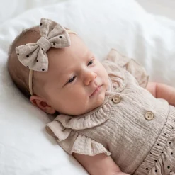 3 cz zestaw komplet lato body+bloomersy ze spódniczką +opaska cloud beige