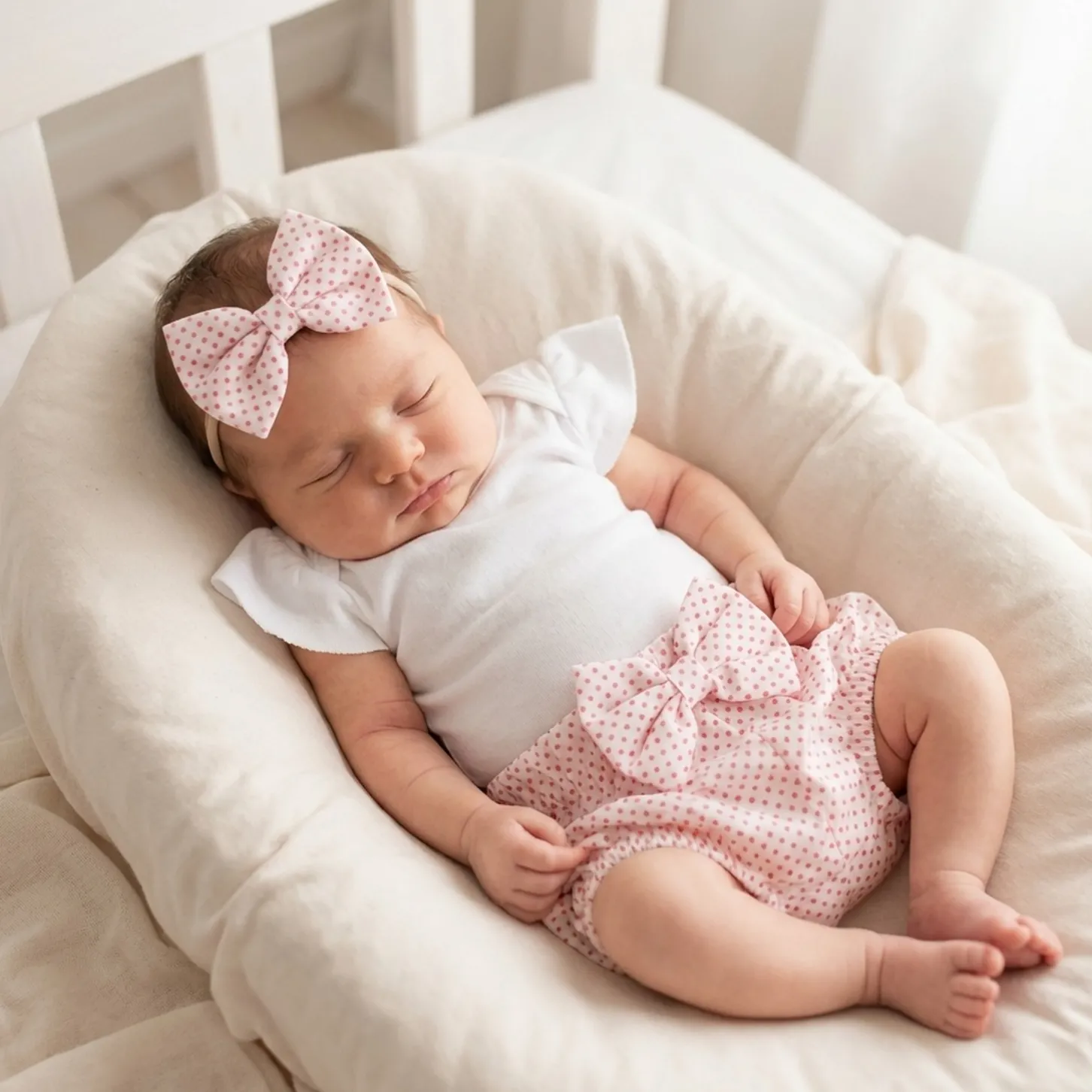 3cz zestaw komplet lato body+bloomersy+opaska biało-różowy ostatnie sztuki 56-86