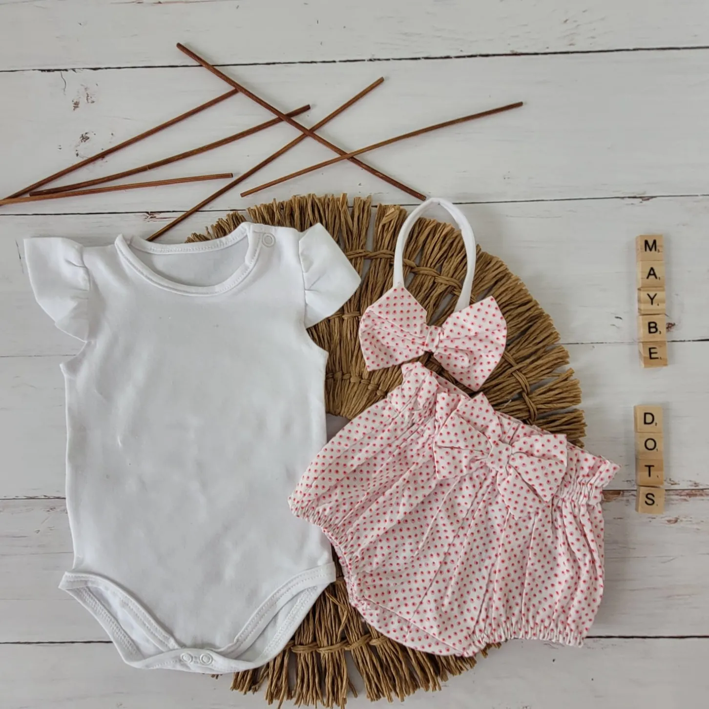 3cz zestaw komplet lato body+bloomersy+opaska biało-różowy ostatnie sztuki 56-86