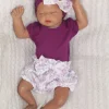 3cz zestaw komplet lato body+bloomersy+opaska śliwka ostatnie sztuki 56