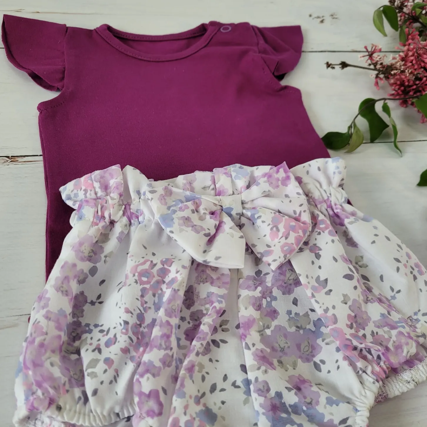 3cz zestaw komplet lato body+bloomersy+opaska śliwka ostatnie sztuki 56