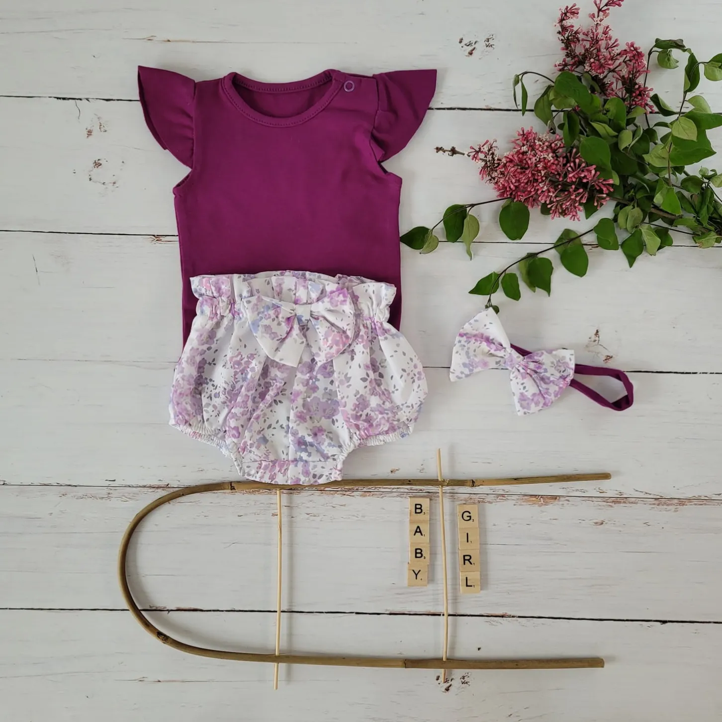 3cz zestaw komplet lato body+bloomersy+opaska śliwka ostatnie sztuki 56