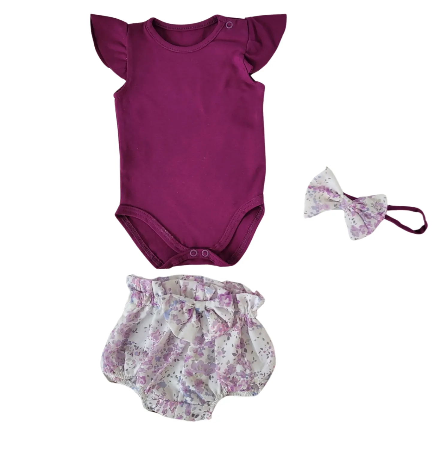 3cz zestaw komplet lato body+bloomersy+opaska śliwka ostatnie sztuki 56