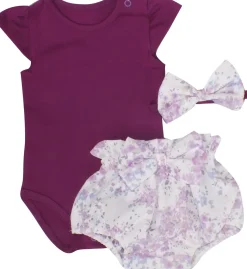 3cz zestaw komplet lato body+bloomersy+opaska śliwka ostatnie sztuki 56