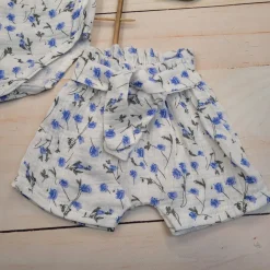 3 cz zestaw komplet lato body+spodenki+opaska 56-86 niebieskie kwiatuszki