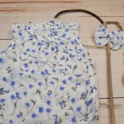 3 cz zestaw komplet lato body+spodenki+opaska 56-86 niebieskie kwiatuszki
