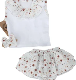 3cz zestaw komplet lato koszulka +bloomersy+opaska 56-98 kwiaty