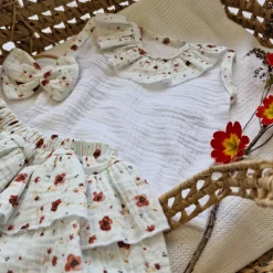 3cz zestaw komplet lato koszulka +bloomersy+opaska 56-98 kwiaty