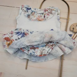 3cz zestaw komplet lato koszulka +bloomersy+opaska 56-98 kwiaty