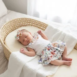 3cz zestaw komplet lato koszulka +bloomersy+opaska 56-98 kwiaty