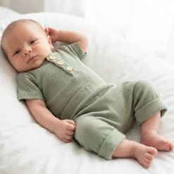 2 cz zestaw komplet prążkowany body+spodenki na lato 56-86 khaki