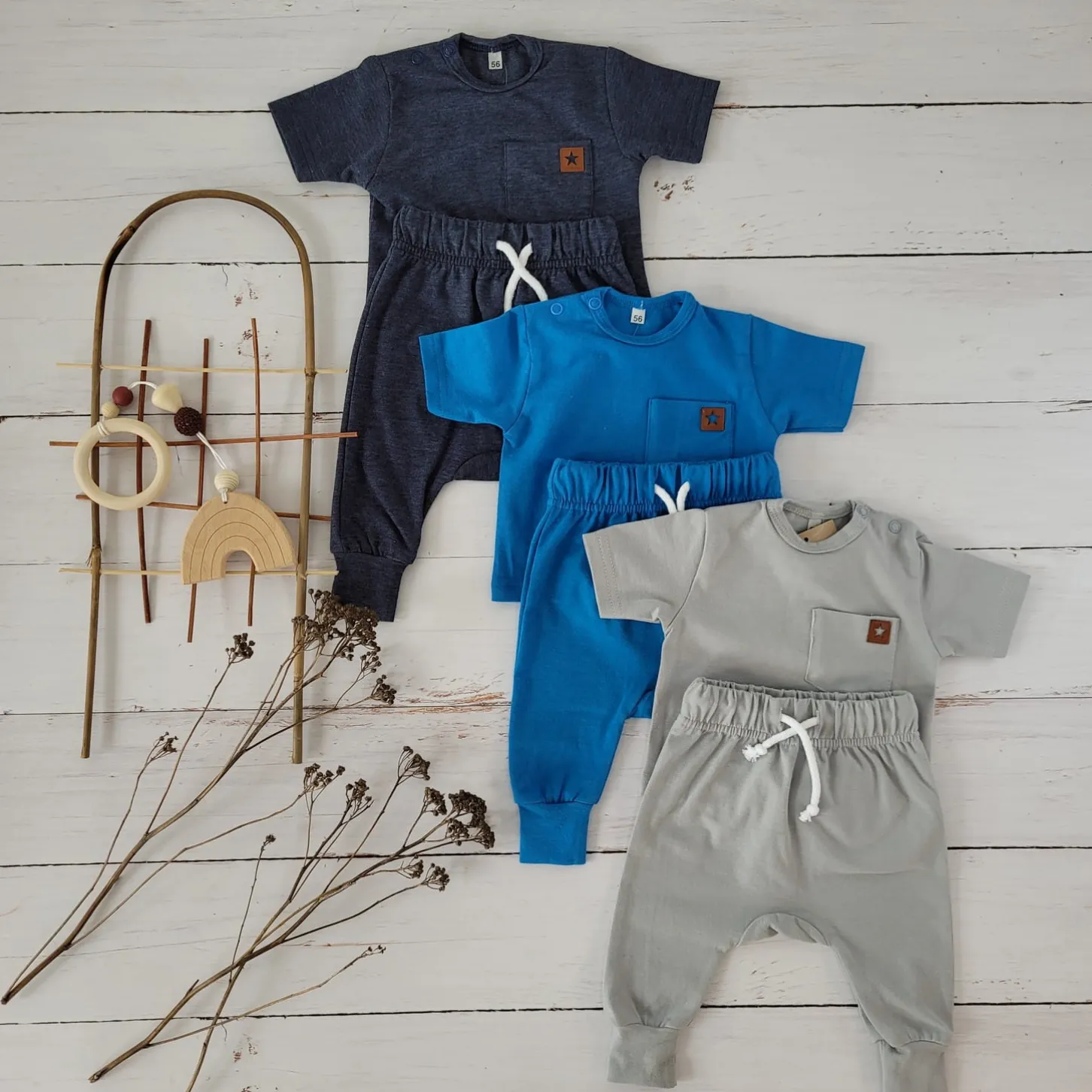 2 cz zestaw komplet t-shirt +spodnie jeansowy ostatnie sztuki 56-86