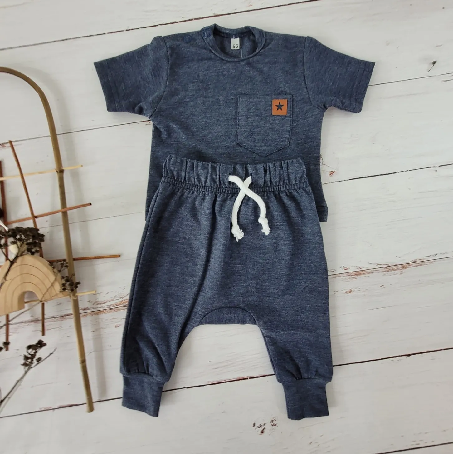 2 cz zestaw komplet t-shirt +spodnie jeansowy ostatnie sztuki 56-86